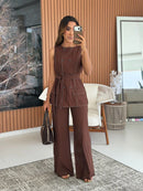 Conjunto de Calça/linho marrant