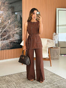Conjunto de Calça/linho marrant
