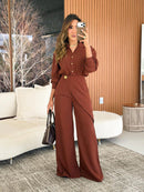 Conjunto calça botão flor