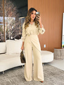 Conjunto calça botão flor
