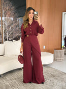 Conjunto calça botão flor