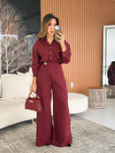 Conjunto calça botão flor