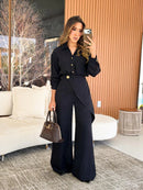 Conjunto calça botão flor