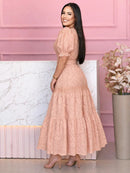 Vestido Supermidi Lese Algodão Bordado