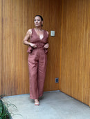 Conjunto 100% Linho Tauane Marrom