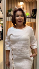 Vestido 100% Linho Botões Tania