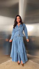Conjunto Jeans Blusa + Saia