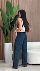 Macacão Jeans Amarração  Wide Leg Thais