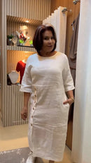Vestido 100% Linho Botões Tania