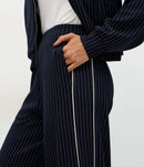 Conjunto Wide Leg em Moletom com Estampa Listrada