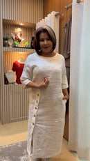 Vestido 100% Linho Botões Tania
