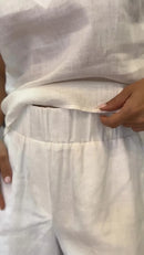 Conjunto Regata e Bermuda com elástico 100% Linho