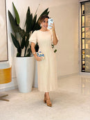 Vestido alfaiataria manga bufante
