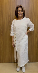Vestido 100% Linho Botões Tania