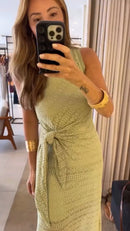 Vestido Rendado com Amarração Frontal