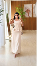 Conjunto saia longa + blusa peplum
