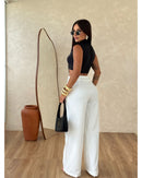 Calça Pantalona risca de Giz