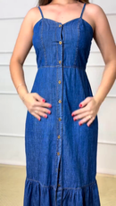 Vestido Jeans Longo Mavi