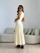 Vestido de malha plissado