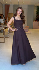 Vestido Longo Charlote Marrom