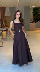 Vestido Longo Charlote Marrom
