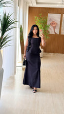 Conjunto saia longa + blusa peplum