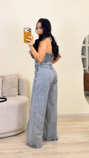 Macacão Jeans Amarração  Wide Leg Thais